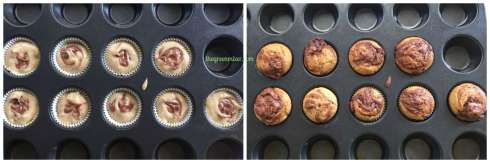 nutella swirl banana muffins collage